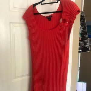 Linda Lundstrom Asymetrical Ribbed Coral Tunic